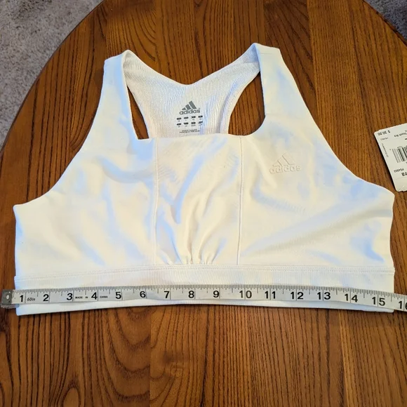 Adidas Soft Touch White Sports Bra, Size L - NEW - Picture 3 of 9